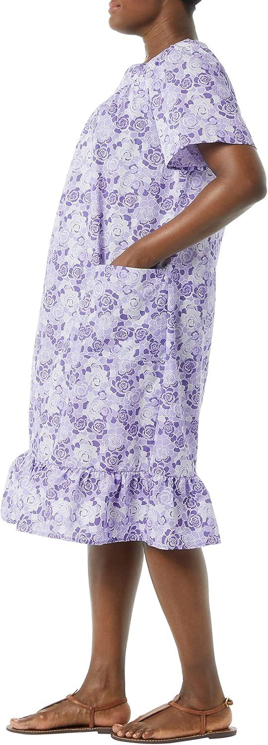 imageAmeriMark Casual Womens Muumuu House Dress Comfortable Flowy Short Sleeve Patio Sun Dress Lounger Gown Sleepwear for LadiesMulti Purple