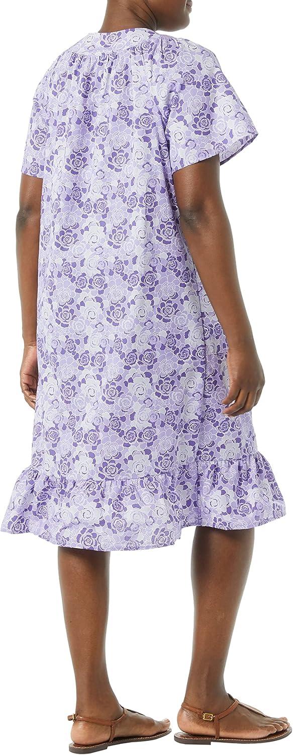 imageAmeriMark Casual Womens Muumuu House Dress Comfortable Flowy Short Sleeve Patio Sun Dress Lounger Gown Sleepwear for LadiesMulti Purple