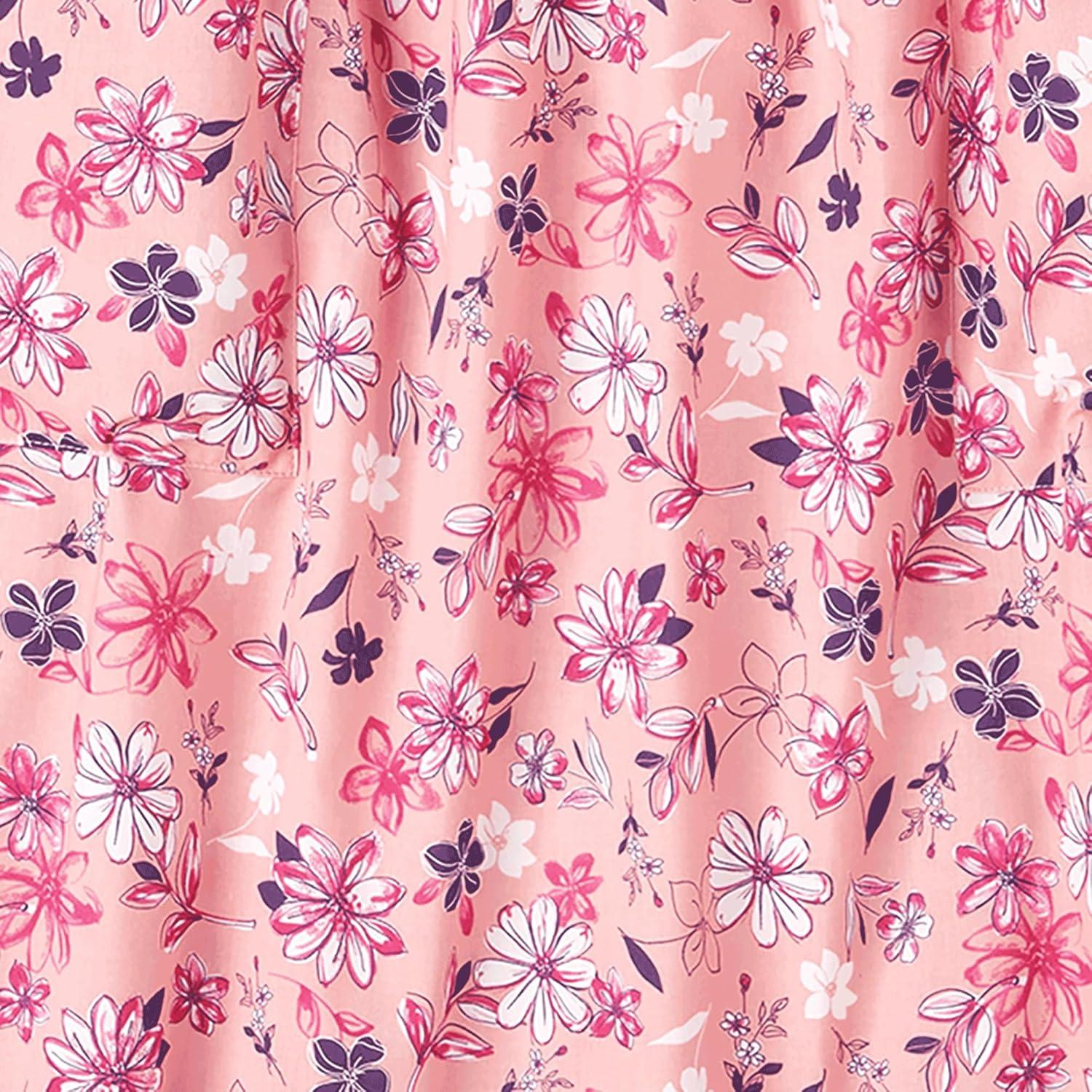 imageAmeriMark Casual Womens Muumuu House Dress Comfortable Flowy Short Sleeve Patio Sun Dress Lounger Gown Sleepwear for LadiesPink Floral