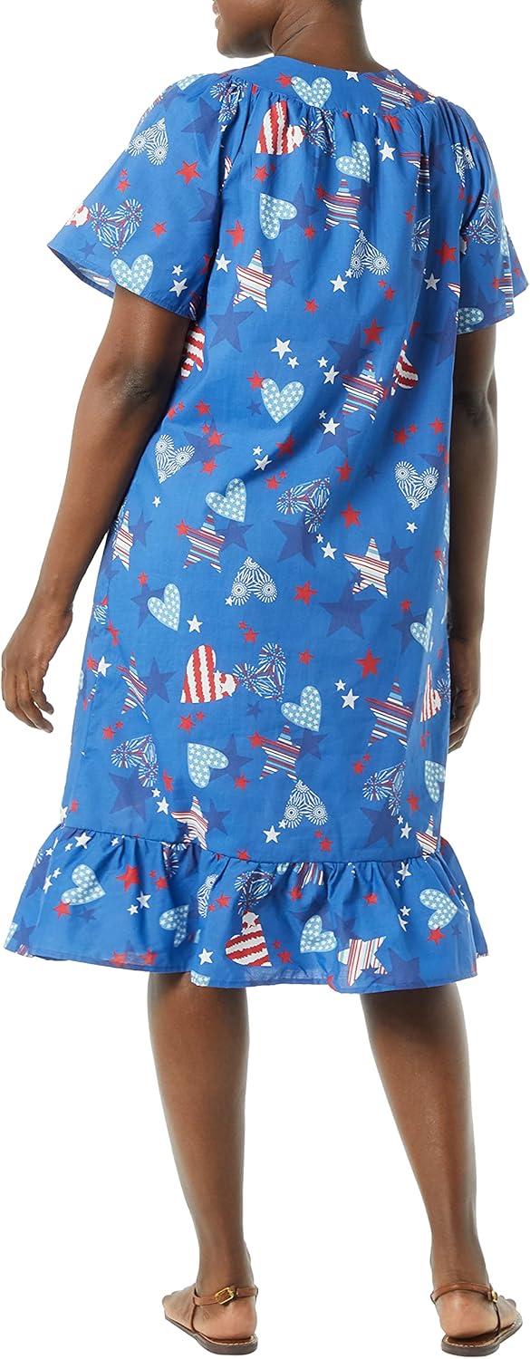 imageAmeriMark Casual Womens Muumuu House Dress Comfortable Flowy Short Sleeve Patio Sun Dress Lounger Gown Sleepwear for LadiesStar