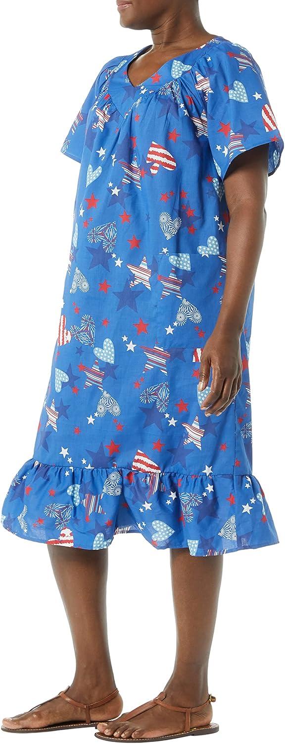 imageAmeriMark Casual Womens Muumuu House Dress Comfortable Flowy Short Sleeve Patio Sun Dress Lounger Gown Sleepwear for LadiesStar