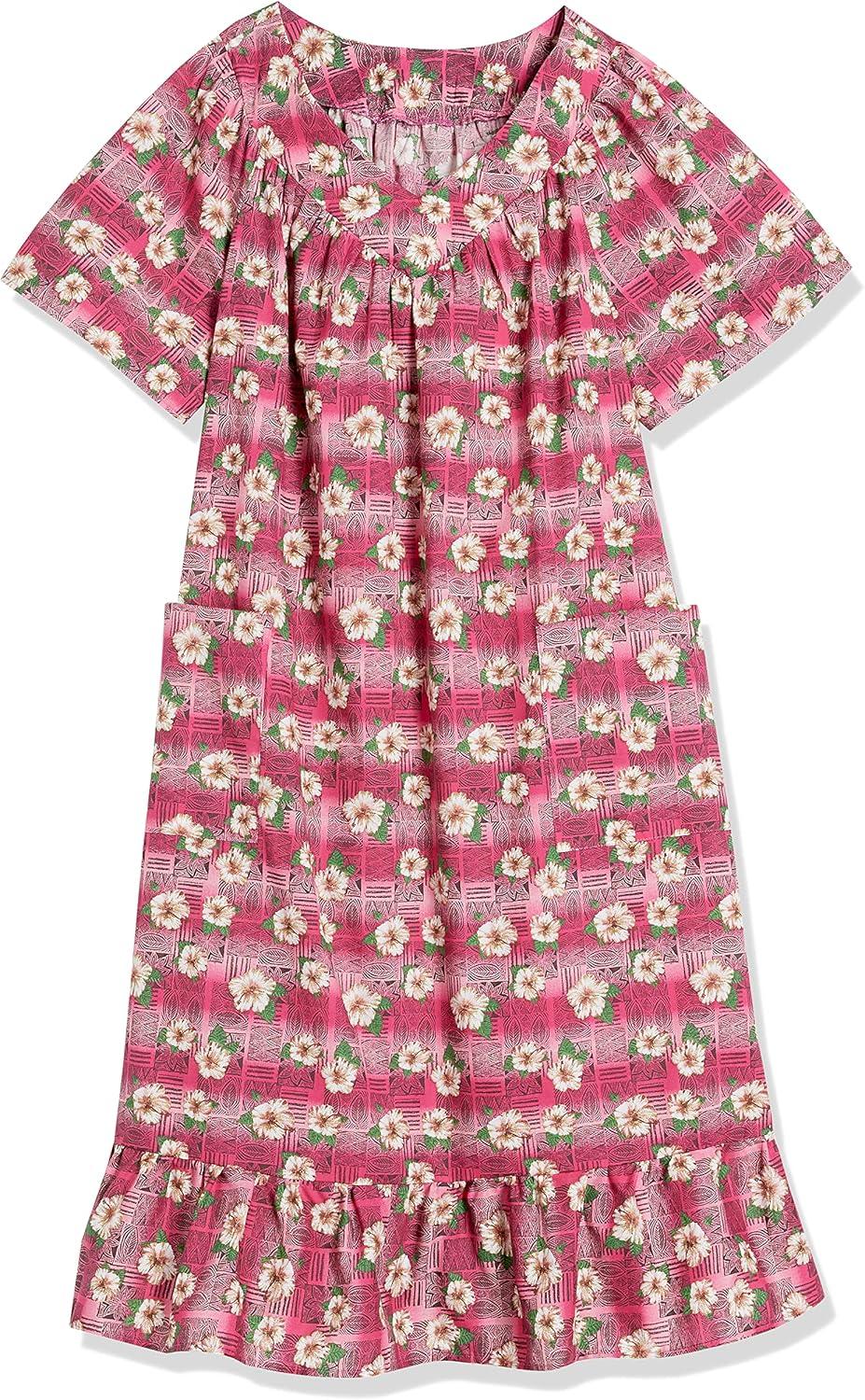 imageAmeriMark Casual Womens Muumuu House Dress Comfortable Flowy Short Sleeve Patio Sun Dress Lounger Gown Sleepwear for LadiesTropic Patch