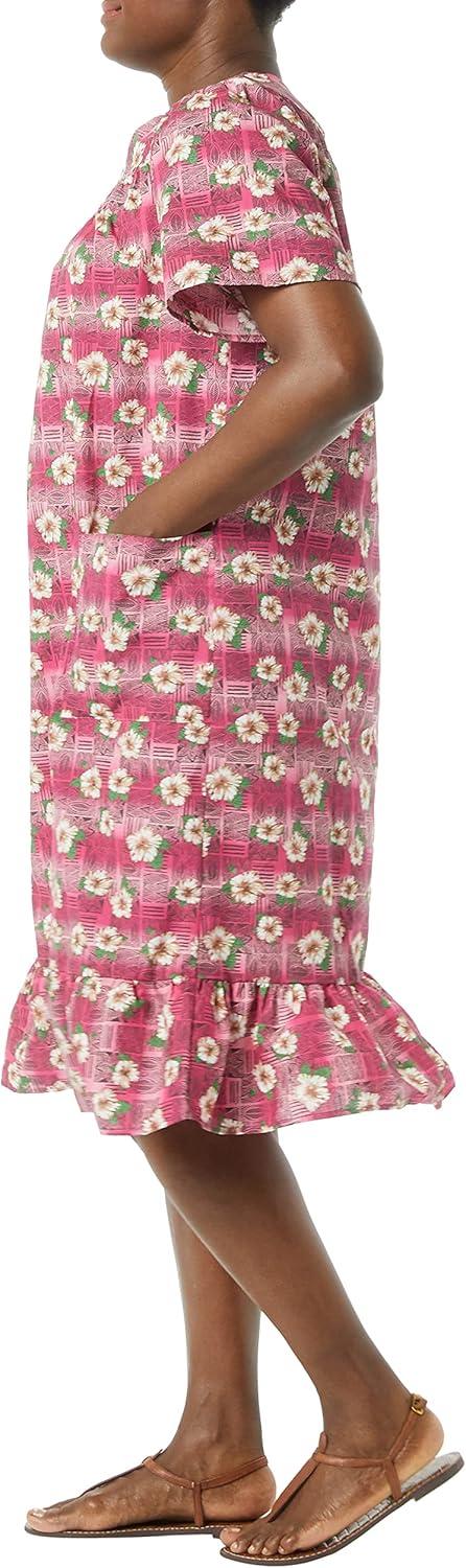 imageAmeriMark Casual Womens Muumuu House Dress Comfortable Flowy Short Sleeve Patio Sun Dress Lounger Gown Sleepwear for LadiesTropic Patch