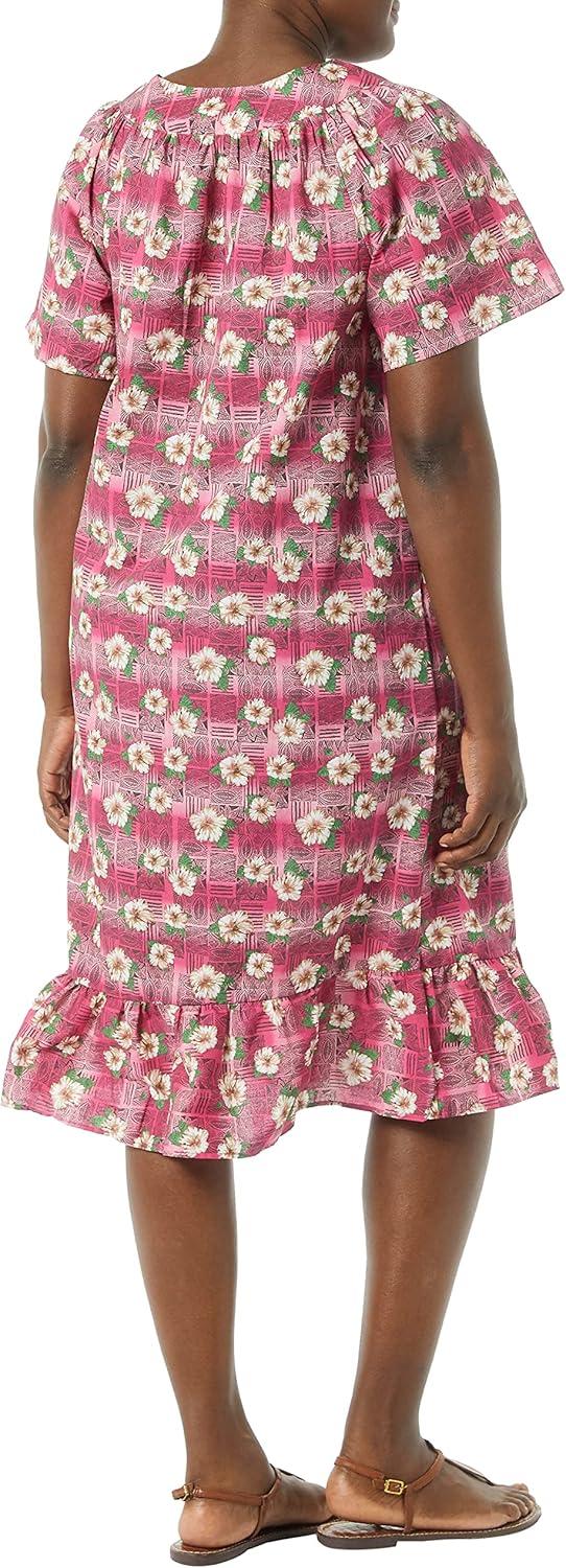 imageAmeriMark Casual Womens Muumuu House Dress Comfortable Flowy Short Sleeve Patio Sun Dress Lounger Gown Sleepwear for LadiesTropic Patch