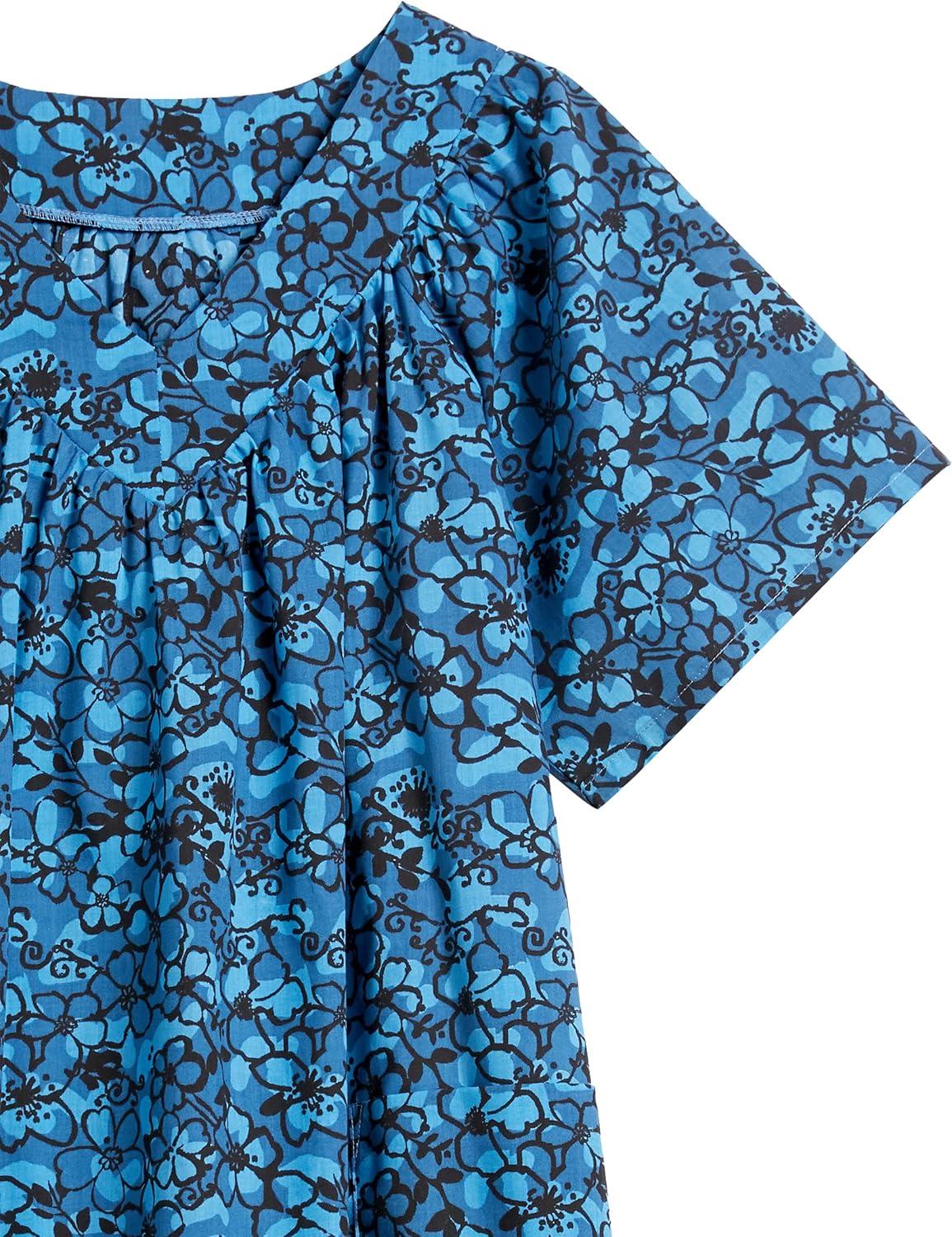 imageAmeriMark Casual Womens Muumuu House Dress Comfortable Flowy Short Sleeve Patio Sun Dress Lounger Gown Sleepwear for LadiesTurquoise Delight