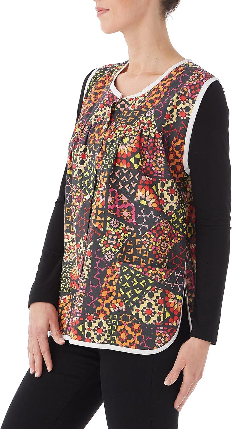 imageAmeriMark EasyCare Snap Front Cobbler Aprons Vest with Two Patch PocketsBlack Patchwork