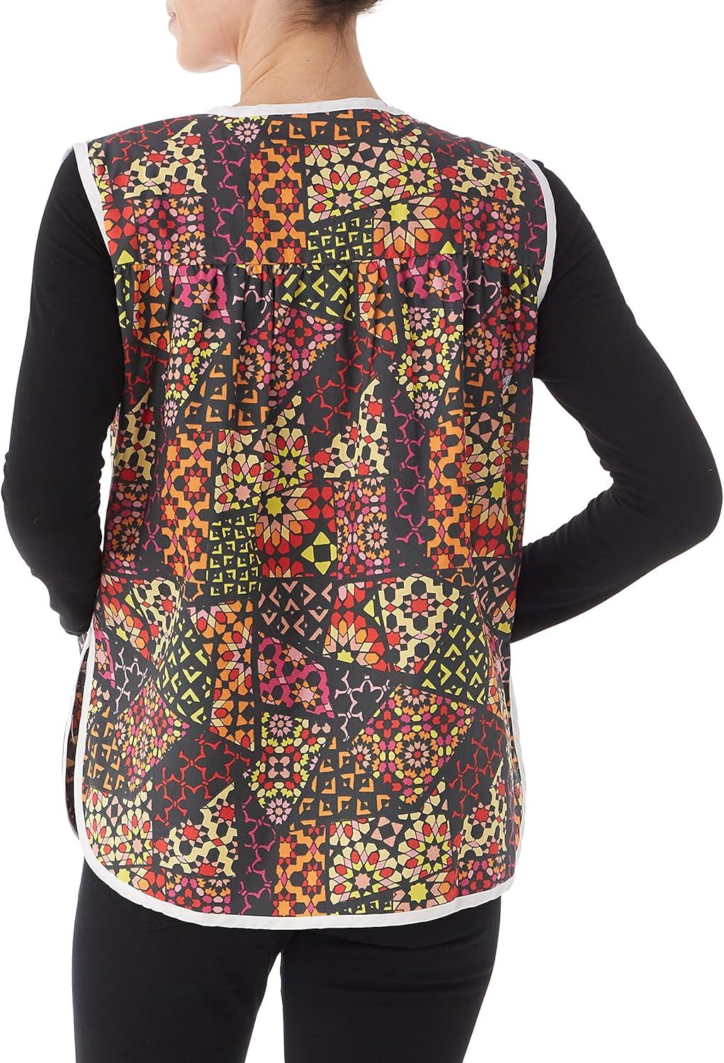 imageAmeriMark EasyCare Snap Front Cobbler Aprons Vest with Two Patch PocketsBlack Patchwork