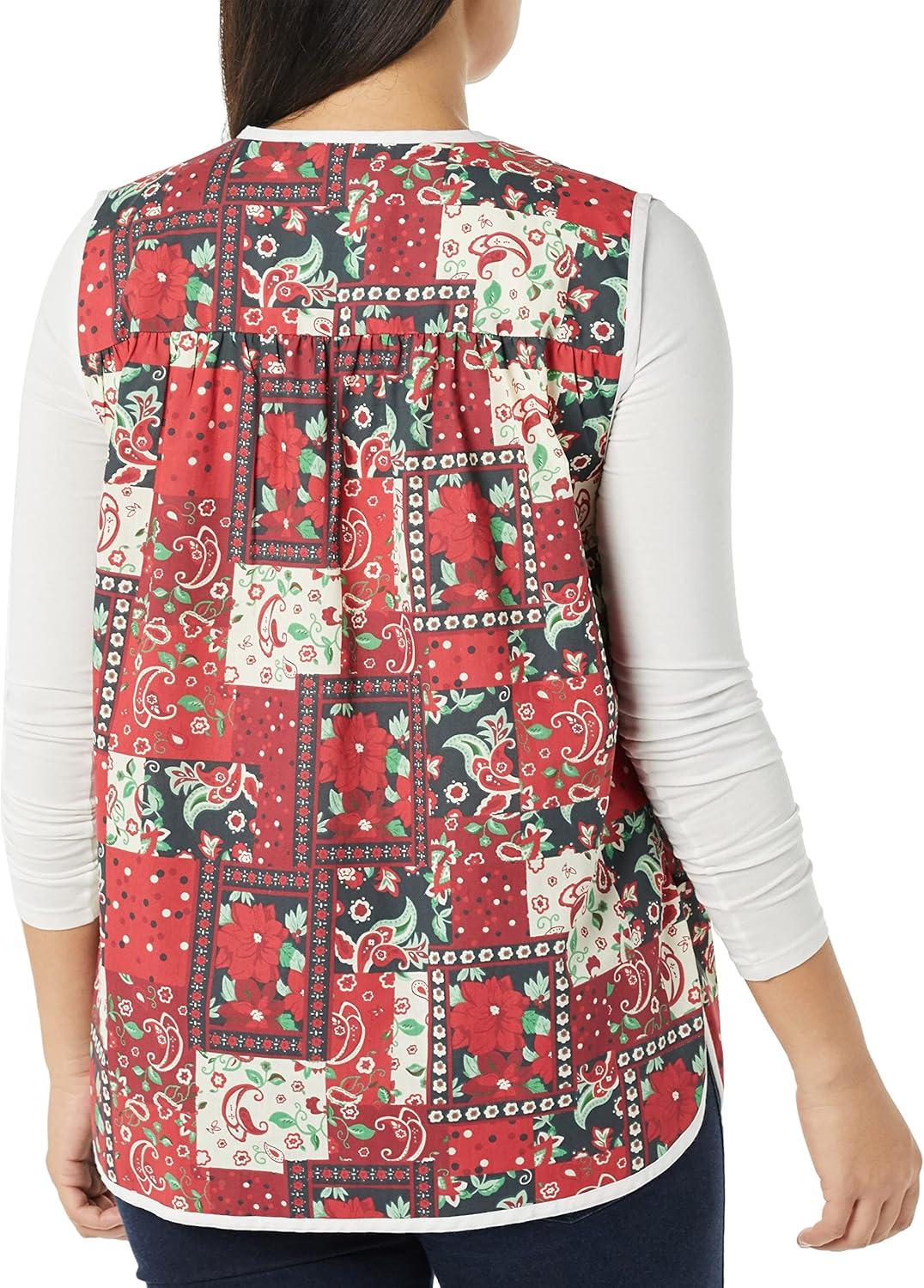 imageAmeriMark EasyCare Snap Front Cobbler Aprons Vest with Two Patch PocketsRed Patch