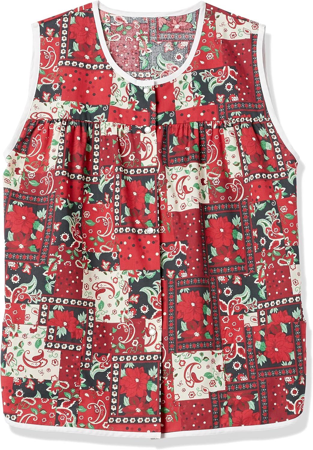 imageAmeriMark EasyCare Snap Front Cobbler Aprons Vest with Two Patch PocketsRed Patch