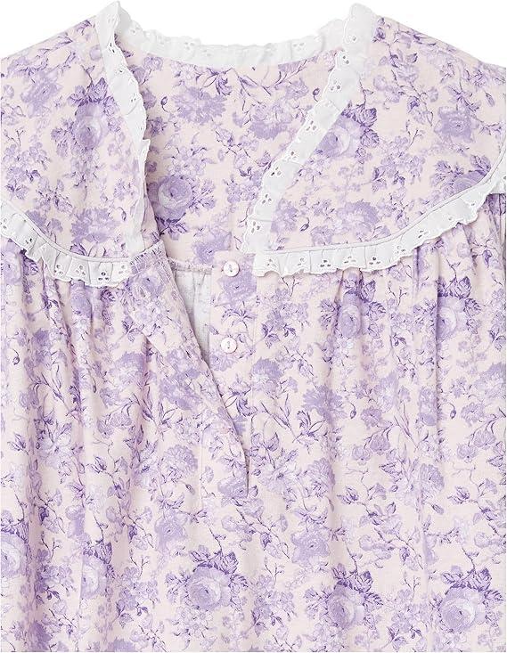 imageAmeriMark Women FullLength Flannel Nightgown Pajamas Lightweight Warm Cotton Night Gown for Sleeping Long Sleeve PJsSoft Lilac
