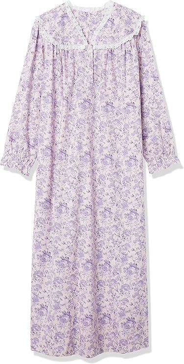 imageAmeriMark Women FullLength Flannel Nightgown Pajamas Lightweight Warm Cotton Night Gown for Sleeping Long Sleeve PJsSoft Lilac