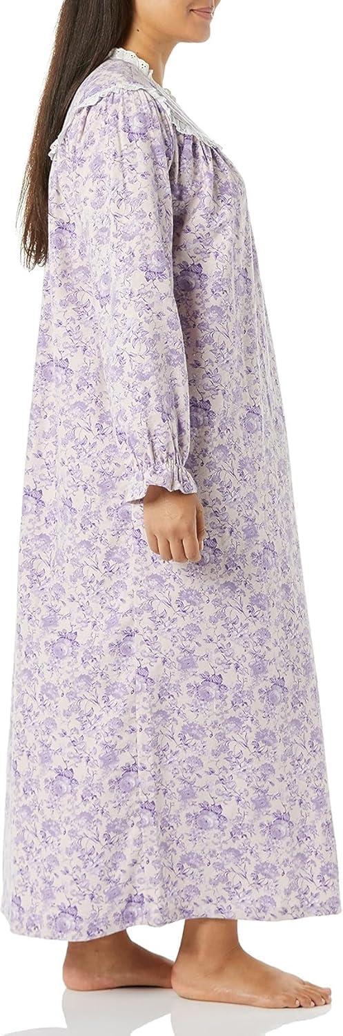 imageAmeriMark Women FullLength Flannel Nightgown Pajamas Lightweight Warm Cotton Night Gown for Sleeping Long Sleeve PJsSoft Lilac