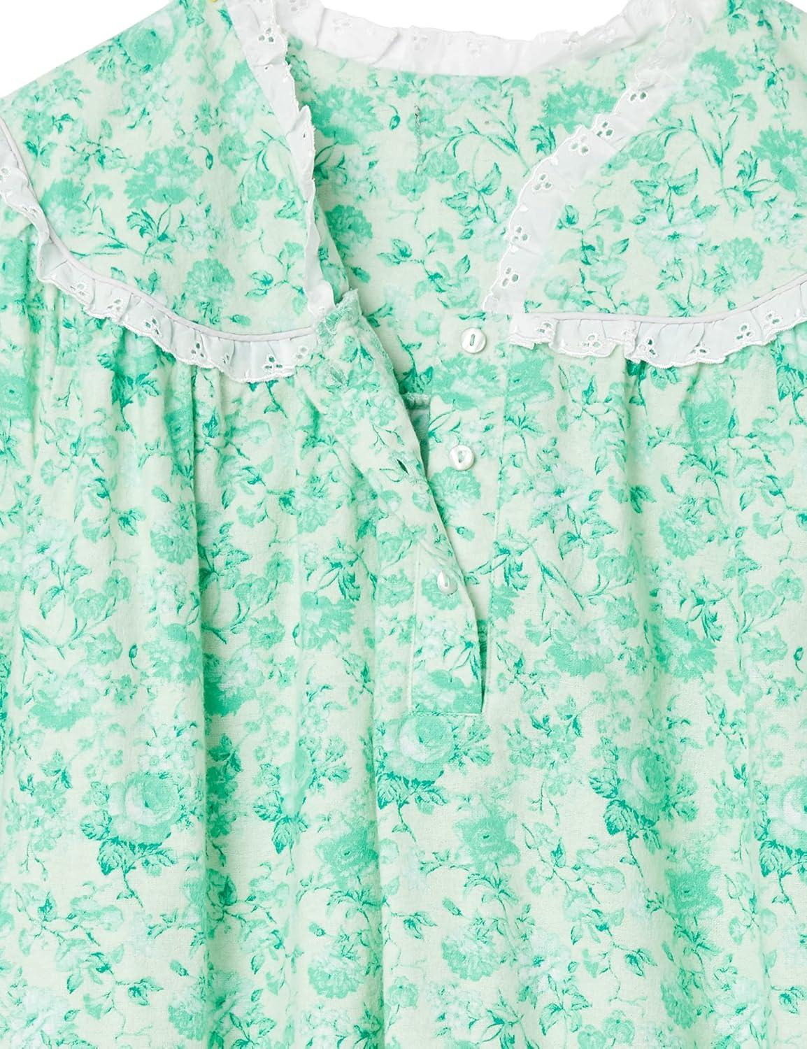 imageAmeriMark Women FullLength Flannel Nightgown Pajamas Lightweight Warm Cotton Night Gown for Sleeping Long Sleeve PJsSoft Mint