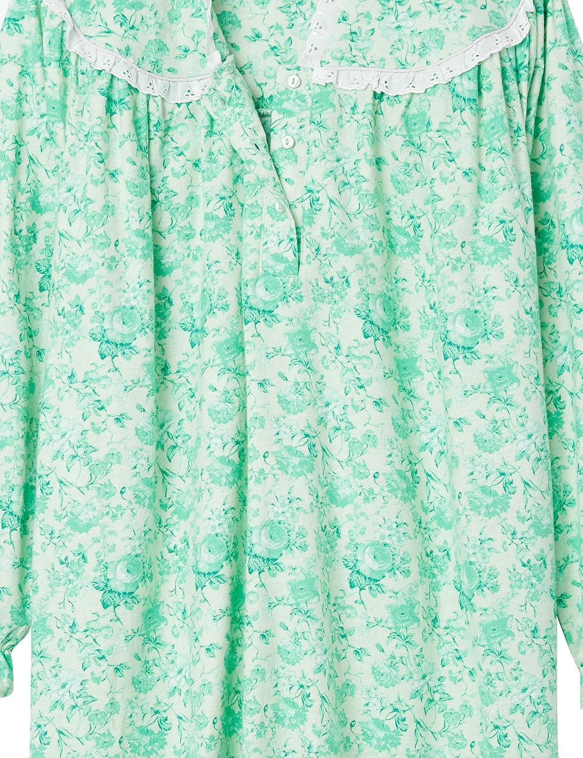 imageAmeriMark Women FullLength Flannel Nightgown Pajamas Lightweight Warm Cotton Night Gown for Sleeping Long Sleeve PJsSoft Mint