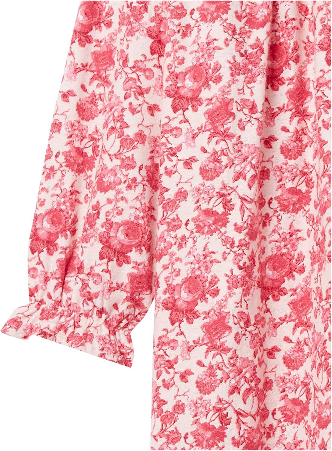 imageAmeriMark Women FullLength Flannel Nightgown Pajamas Lightweight Warm Cotton Night Gown for Sleeping Long Sleeve PJsSoft Pink