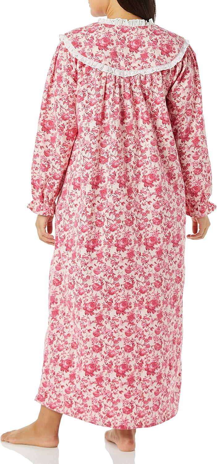 imageAmeriMark Women FullLength Flannel Nightgown Pajamas Lightweight Warm Cotton Night Gown for Sleeping Long Sleeve PJsSoft Pink