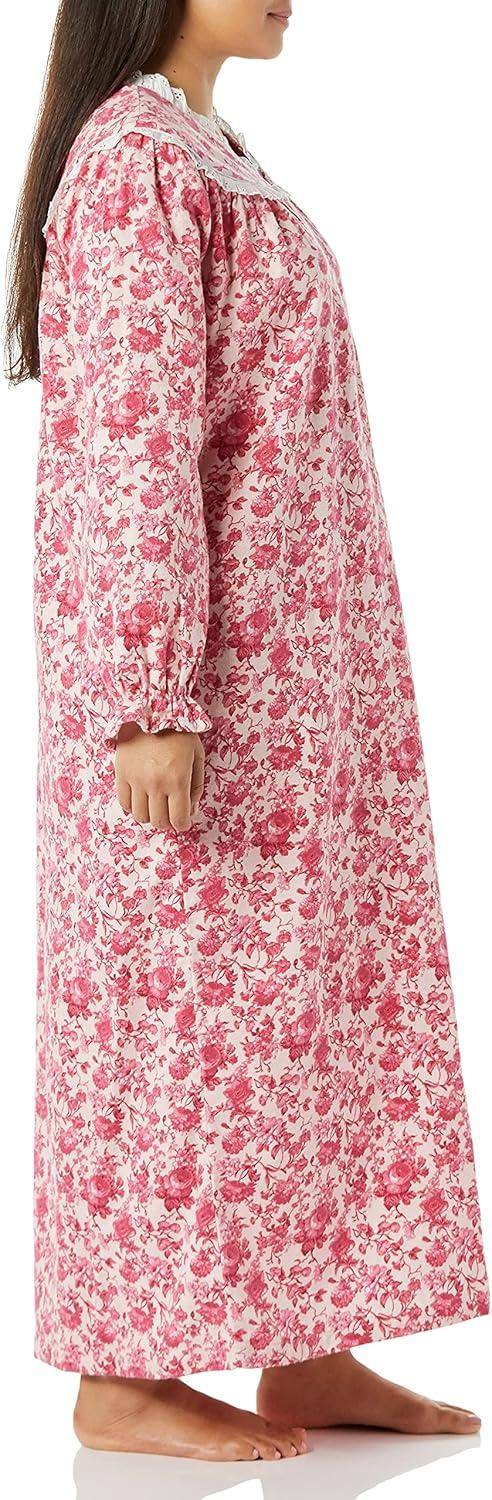 imageAmeriMark Women FullLength Flannel Nightgown Pajamas Lightweight Warm Cotton Night Gown for Sleeping Long Sleeve PJsSoft Pink