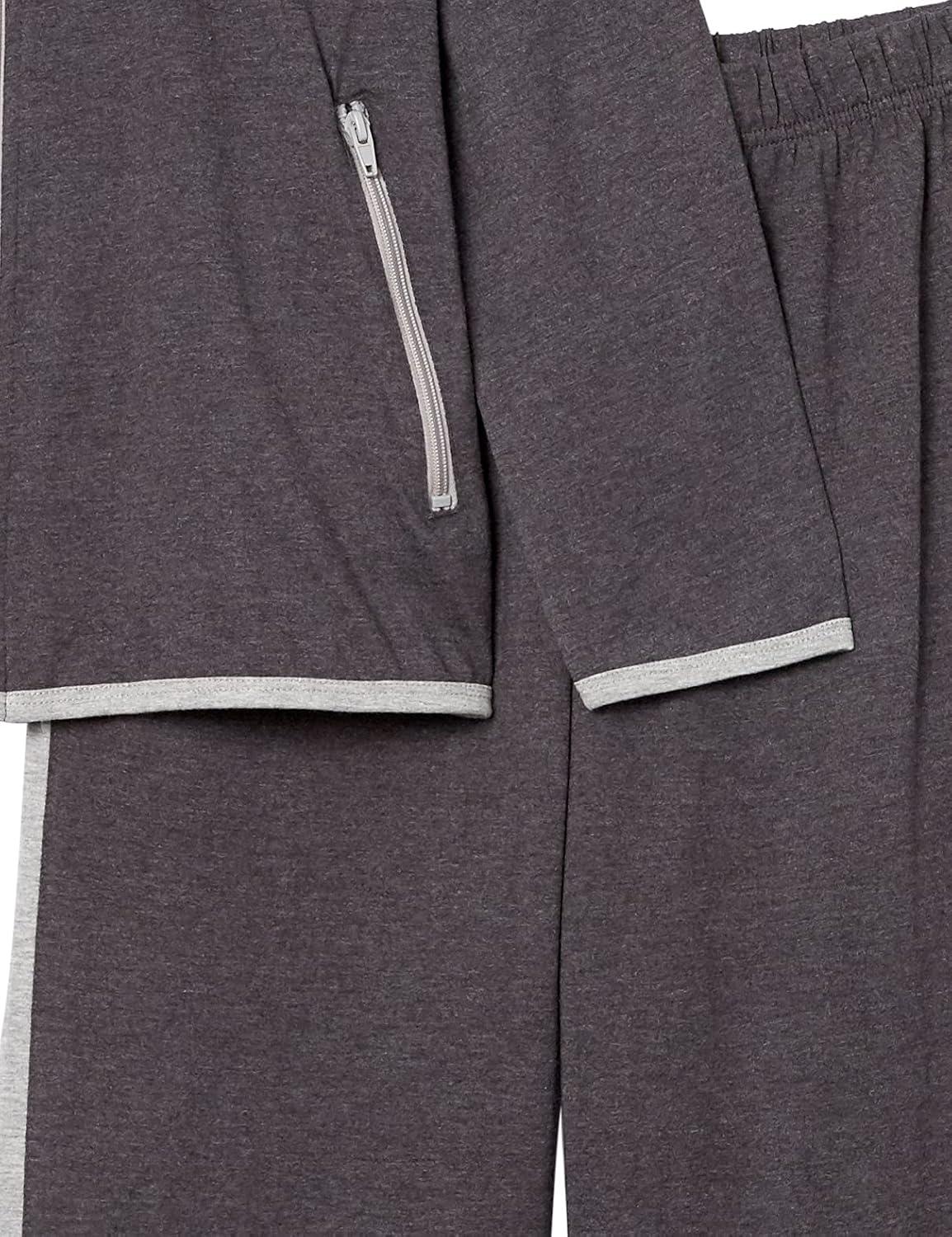 imageAmeriMark Women Striped Sweatsuit Set Soft 2Piece Tracksuit Zipup Jacket Elastic Waist Pants Relaxed Athletic OutfitCharcoalGray
