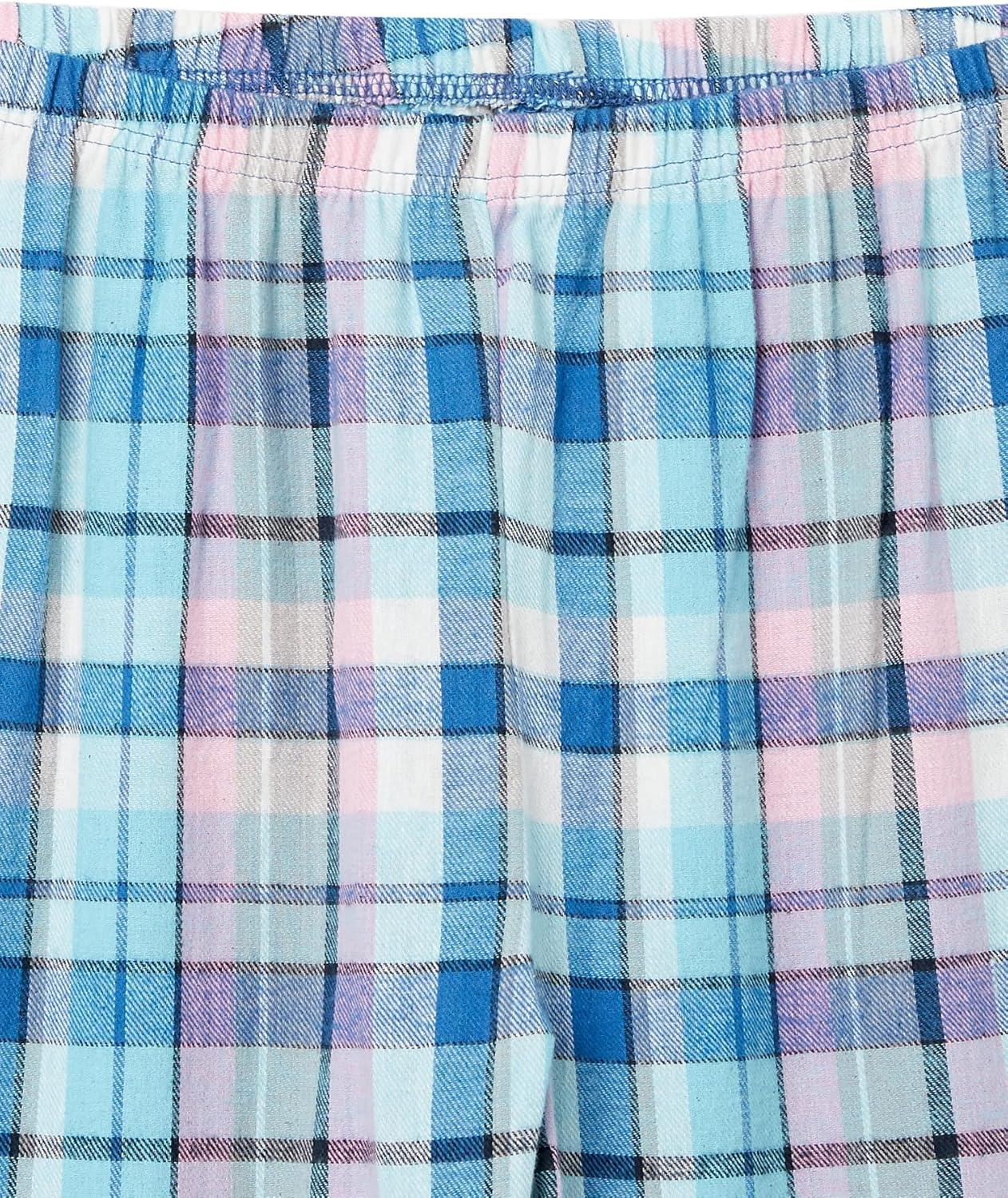 imageAmeriMark Womens 2Piece Flannel Pajama Set Nightwear for Sleeping Long Sleeve Cotton Loungewear Top and PJ Pants SleepwearBlue Topaz