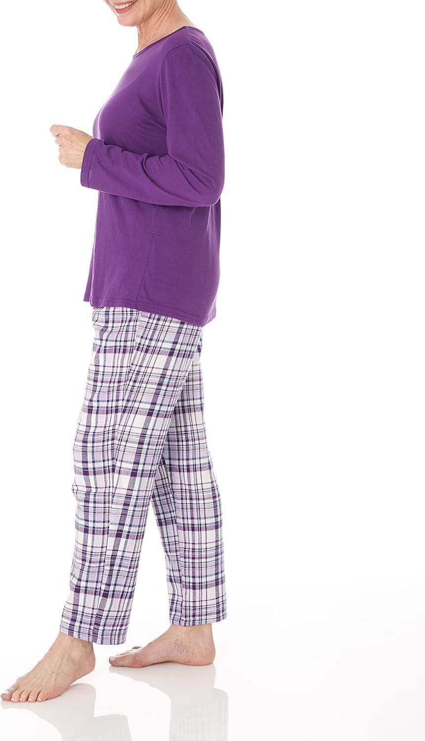 imageAmeriMark Womens 2Piece Flannel Pajama Set Nightwear for Sleeping Long Sleeve Cotton Loungewear Top and PJ Pants SleepwearConcord