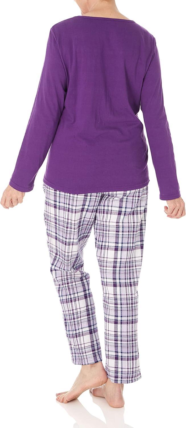 imageAmeriMark Womens 2Piece Flannel Pajama Set Nightwear for Sleeping Long Sleeve Cotton Loungewear Top and PJ Pants SleepwearConcord
