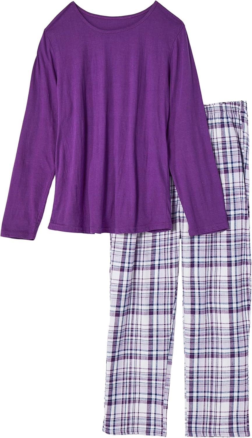 imageAmeriMark Womens 2Piece Flannel Pajama Set Nightwear for Sleeping Long Sleeve Cotton Loungewear Top and PJ Pants SleepwearConcord