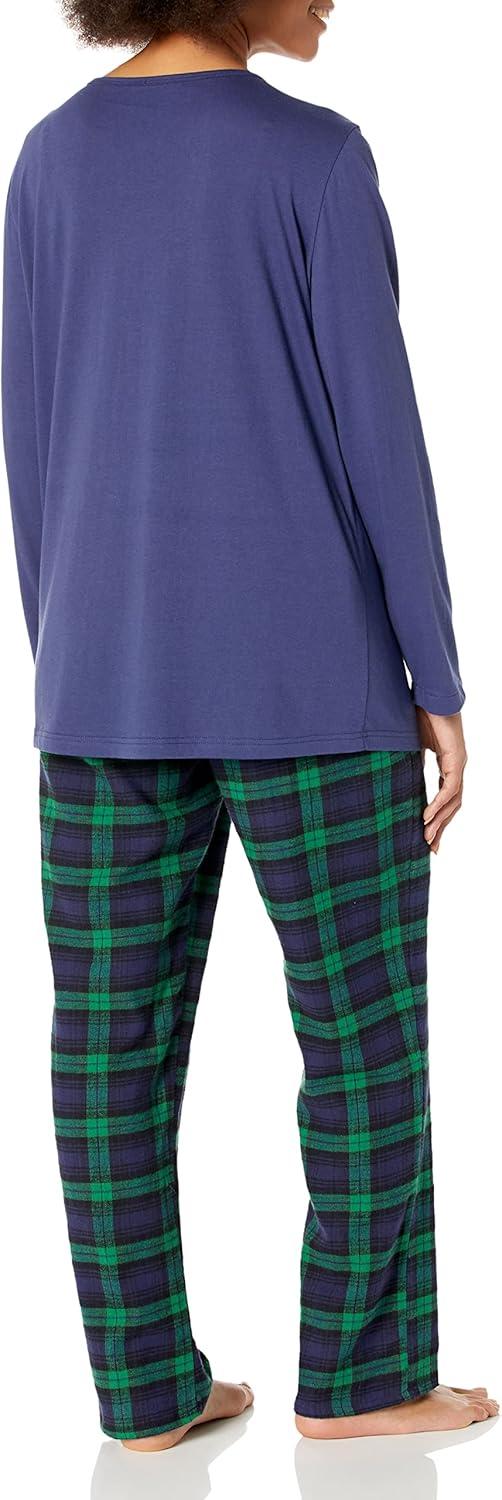 imageAmeriMark Womens 2Piece Flannel Pajama Set Nightwear for Sleeping Long Sleeve Cotton Loungewear Top and PJ Pants SleepwearNavy