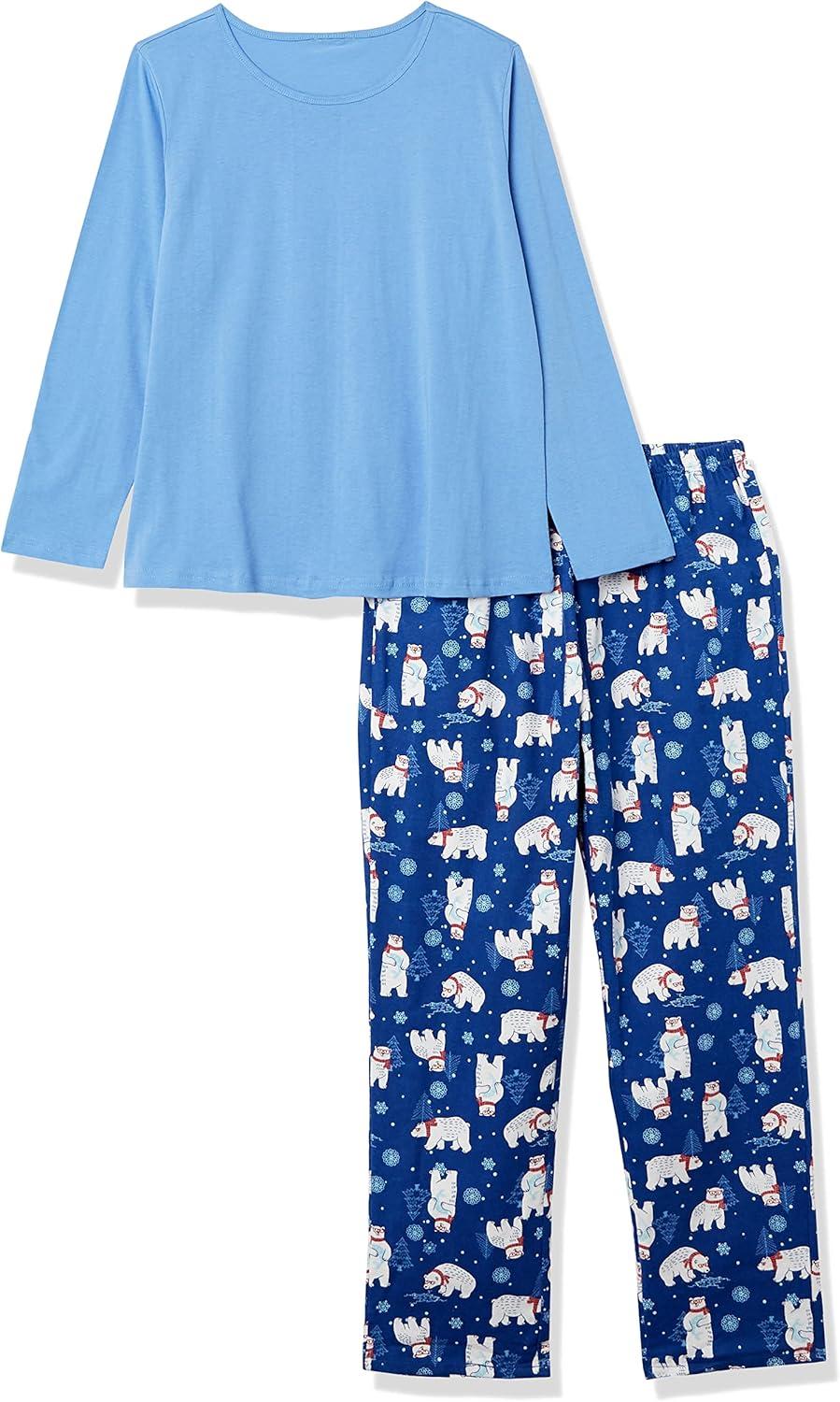 imageAmeriMark Womens 2Piece Flannel Pajama Set Nightwear for Sleeping Long Sleeve Cotton Loungewear Top and PJ Pants SleepwearPolar Bears