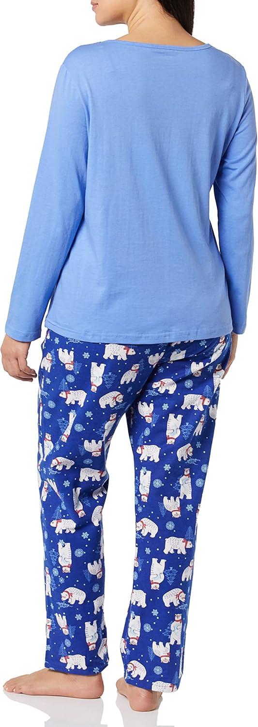 imageAmeriMark Womens 2Piece Flannel Pajama Set Nightwear for Sleeping Long Sleeve Cotton Loungewear Top and PJ Pants SleepwearPolar Bears