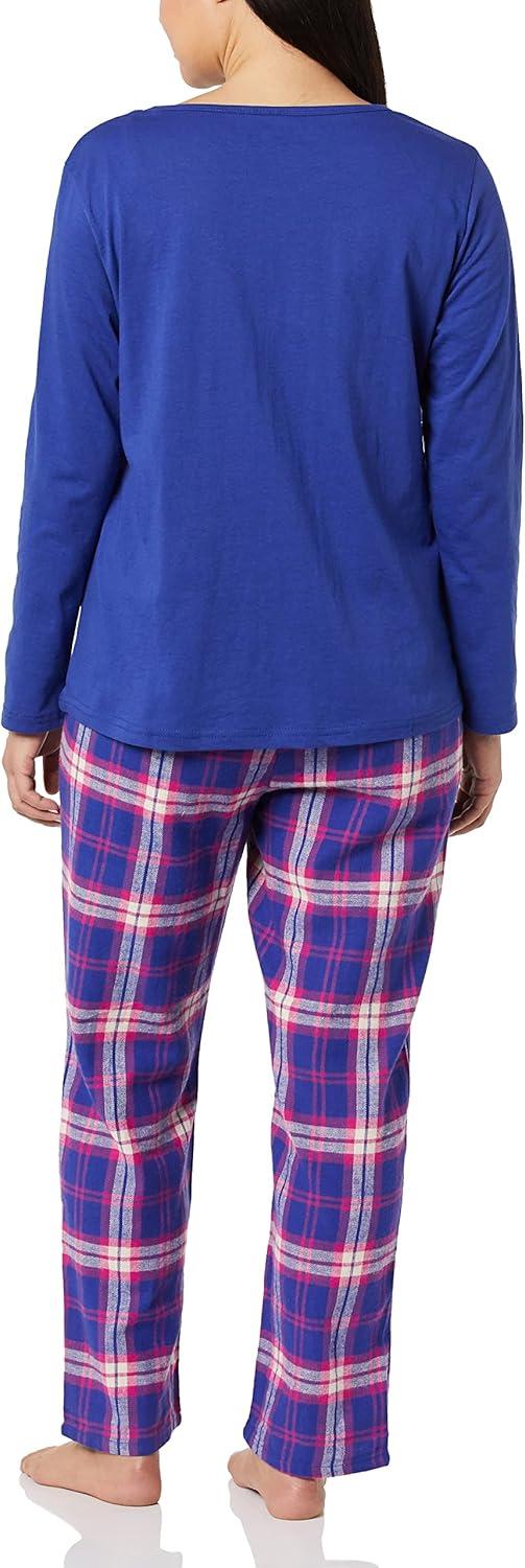 imageAmeriMark Womens 2Piece Flannel Pajama Set Nightwear for Sleeping Long Sleeve Cotton Loungewear Top and PJ Pants SleepwearRoyal