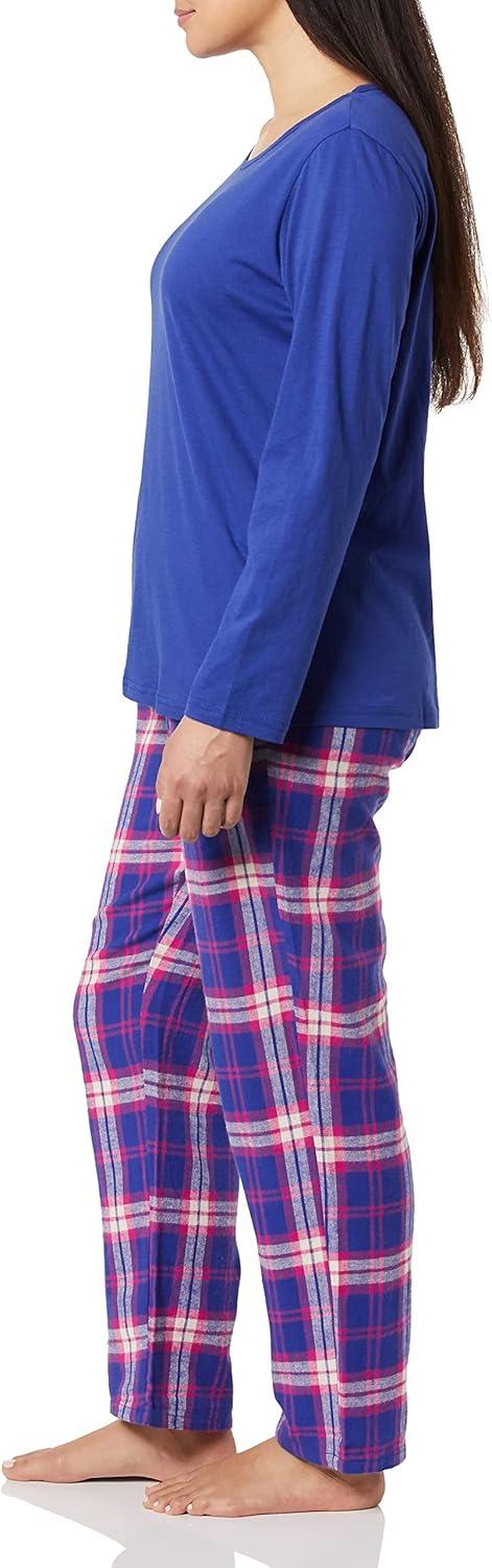 imageAmeriMark Womens 2Piece Flannel Pajama Set Nightwear for Sleeping Long Sleeve Cotton Loungewear Top and PJ Pants SleepwearRoyal