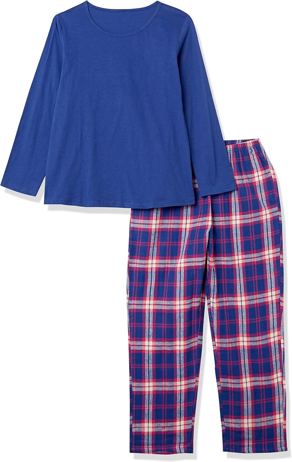 imageAmeriMark Womens 2Piece Flannel Pajama Set Nightwear for Sleeping Long Sleeve Cotton Loungewear Top and PJ Pants SleepwearRoyal