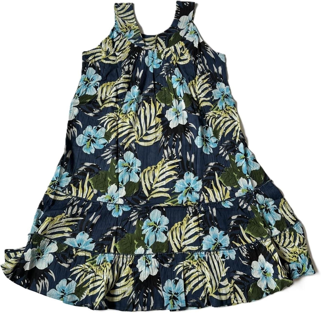 imageAnthony Richards Womens Crinkle Gauze Sun Dress 100 Cotton Sleeveless DressNew Indigo Tropical