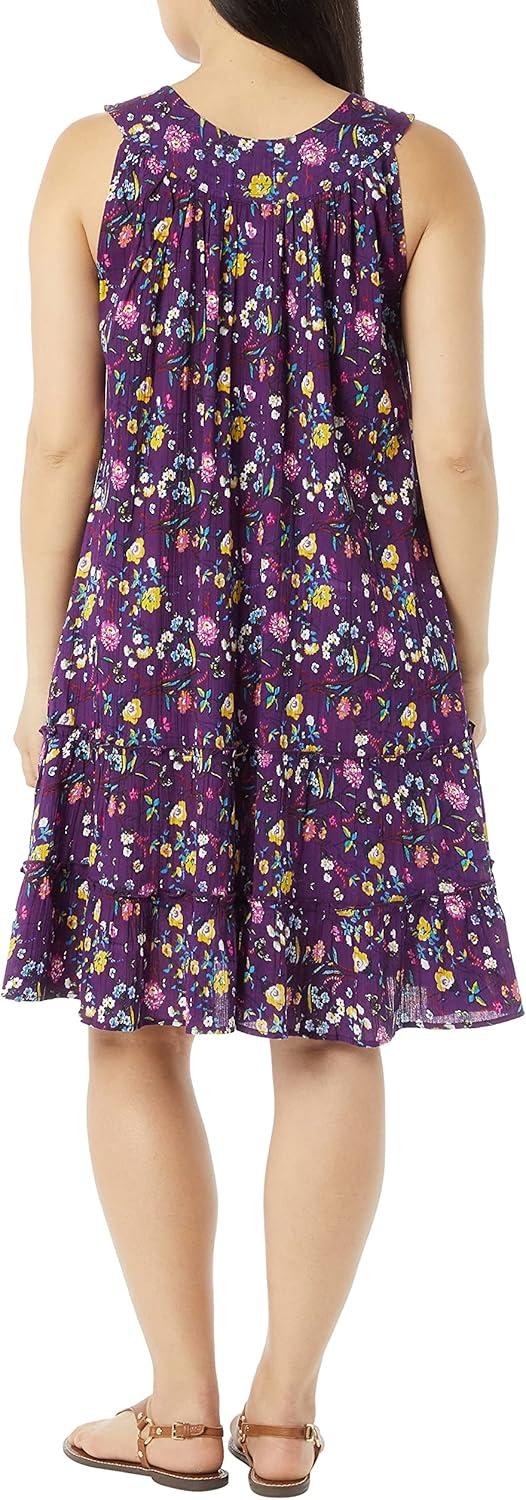imageAnthony Richards Womens Crinkle Gauze Sun Dress 100 Cotton Sleeveless DressPurple Floral