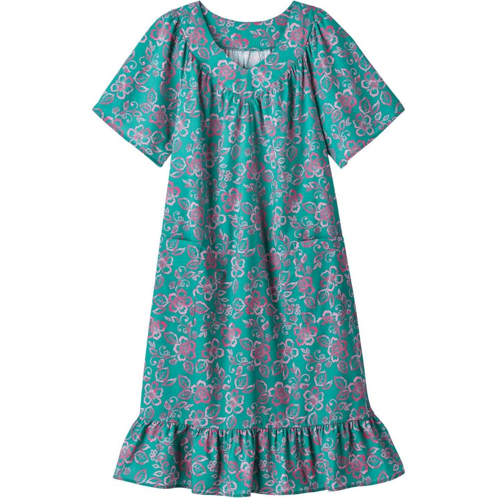 imageAmeriMark Casual Womens Muumuu House Dress Comfortable Flowy Short Sleeve Patio Sun Dress Lounger Gown Sleepwear for LadiesCapri Tropical