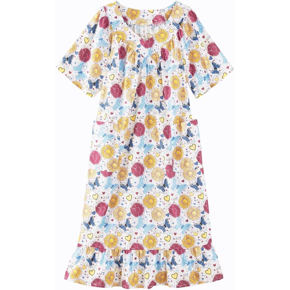 imageAmeriMark Casual Womens Muumuu House Dress Comfortable Flowy Short Sleeve Patio Sun Dress Lounger Gown Sleepwear for LadiesInspiration