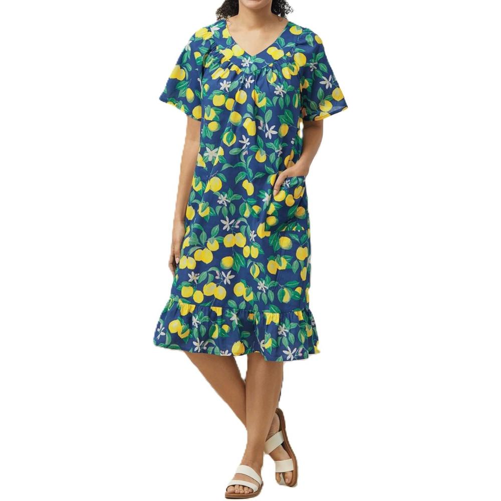 imageAmeriMark Casual Womens Muumuu House Dress Comfortable Flowy Short Sleeve Patio Sun Dress Lounger Gown Sleepwear for LadiesLemon Garden