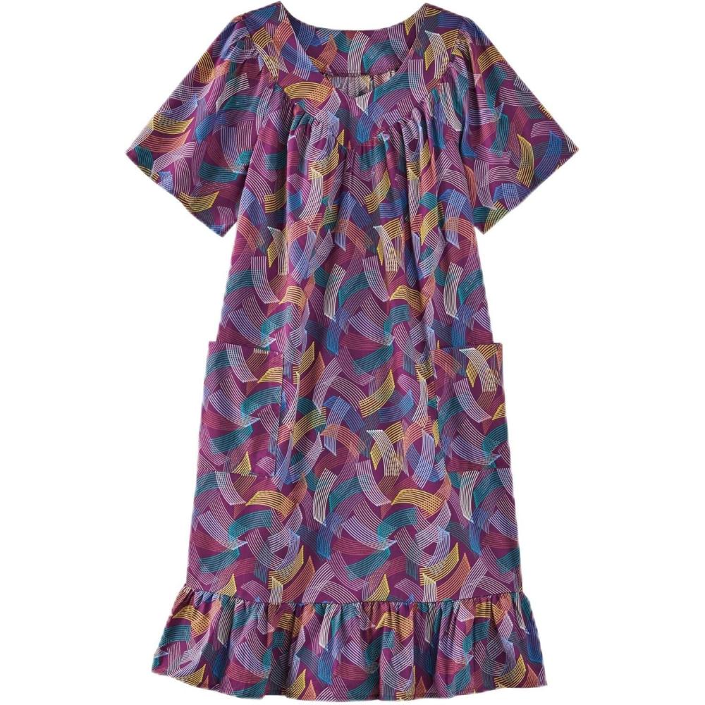 imageAmeriMark Casual Womens Muumuu House Dress Comfortable Flowy Short Sleeve Patio Sun Dress Lounger Gown Sleepwear for LadiesPlum Shades