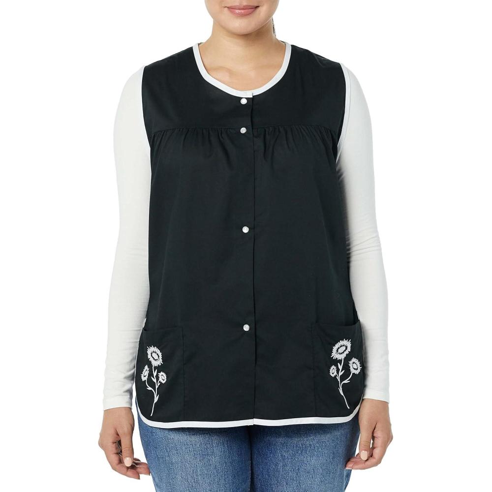 imageAmeriMark EasyCare Snap Front Cobbler Aprons Vest with Two Patch PocketsBlack Solid