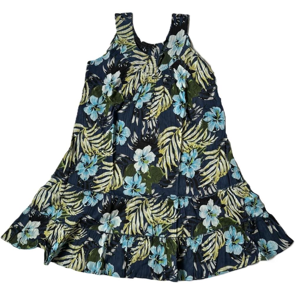 imageAnthony Richards Womens Crinkle Gauze Sun Dress 100 Cotton Sleeveless DressNew Indigo Tropical
