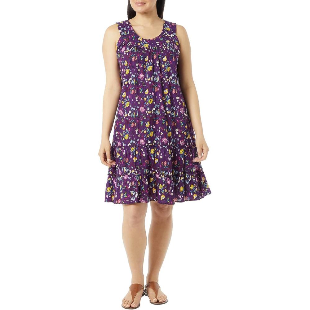 imageAnthony Richards Womens Crinkle Gauze Sun Dress 100 Cotton Sleeveless DressPurple Floral