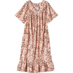 AmeriMark Casual Women’s Muumuu House Dress Comfortable Flowy Short Sleeve Patio Sun Dress Lounger Gown Sleepwear for Ladies(Blush Floral)