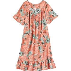 AmeriMark Casual Women’s Muumuu House Dress Comfortable Flowy Short Sleeve Patio Sun Dress Lounger Gown Sleepwear for Ladies(Coral Honeycomb)