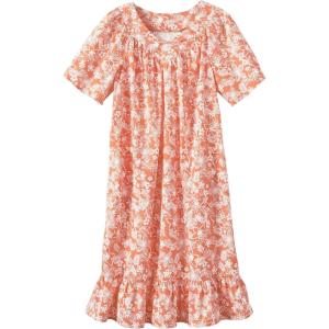 AmeriMark Casual Women’s Muumuu House Dress Comfortable Flowy Short Sleeve Patio Sun Dress Lounger Gown Sleepwear for Ladies(Coral Palm)