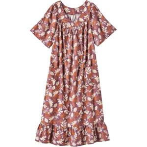 AmeriMark Casual Women’s Muumuu House Dress Comfortable Flowy Short Sleeve Patio Sun Dress Lounger Gown Sleepwear for Ladies(Purple Flower)