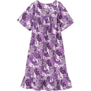 AmeriMark Casual Women’s Muumuu House Dress Comfortable Flowy Short Sleeve Patio Sun Dress Lounger Gown Sleepwear for Ladies(Purple Patch)
