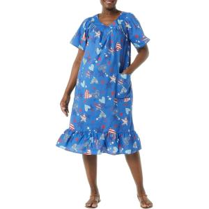 AmeriMark Casual Women’s Muumuu House Dress Comfortable Flowy Short Sleeve Patio Sun Dress Lounger Gown Sleepwear for Ladies(Star)