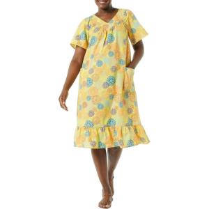 AmeriMark Casual Women’s Muumuu House Dress Comfortable Flowy Short Sleeve Patio Sun Dress Lounger Gown Sleepwear for Ladies(Sunshine)
