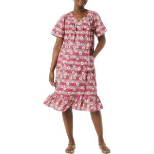 AmeriMark Casual Women’s Muumuu House Dress Comfortable Flowy Short Sleeve Patio Sun Dress Lounger Gown Sleepwear for Ladies(Tropic Patch)