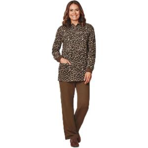 AmeriMark Comfortable Henley and Pant Set Women’s Soft Long Sleeve Top and Pants Cozy Clothing and Lounge Set(Leopard)